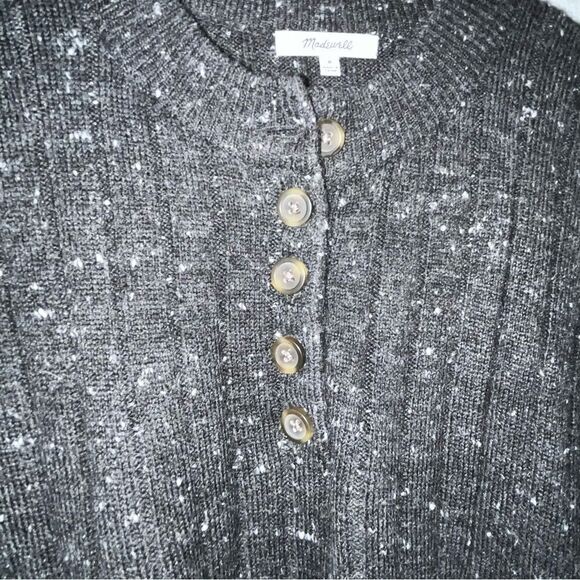 Women's Madewell Grey Wool Blend Henley Sweater - Picture 3 of 7